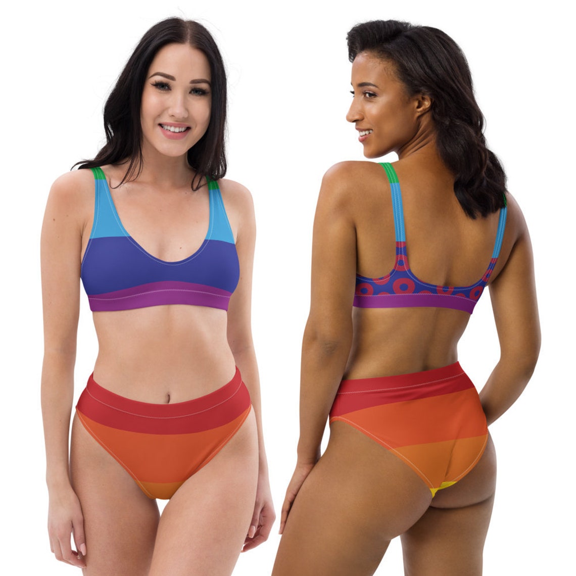 Rainbow Recycled high-waisted bikini Fishman Donuts