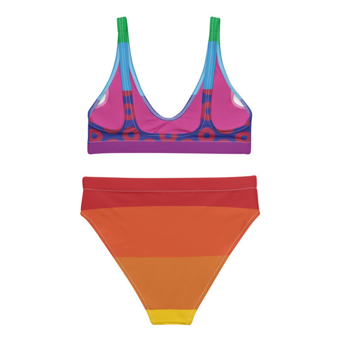 Rainbow Recycled high-waisted bikini Fishman Donuts